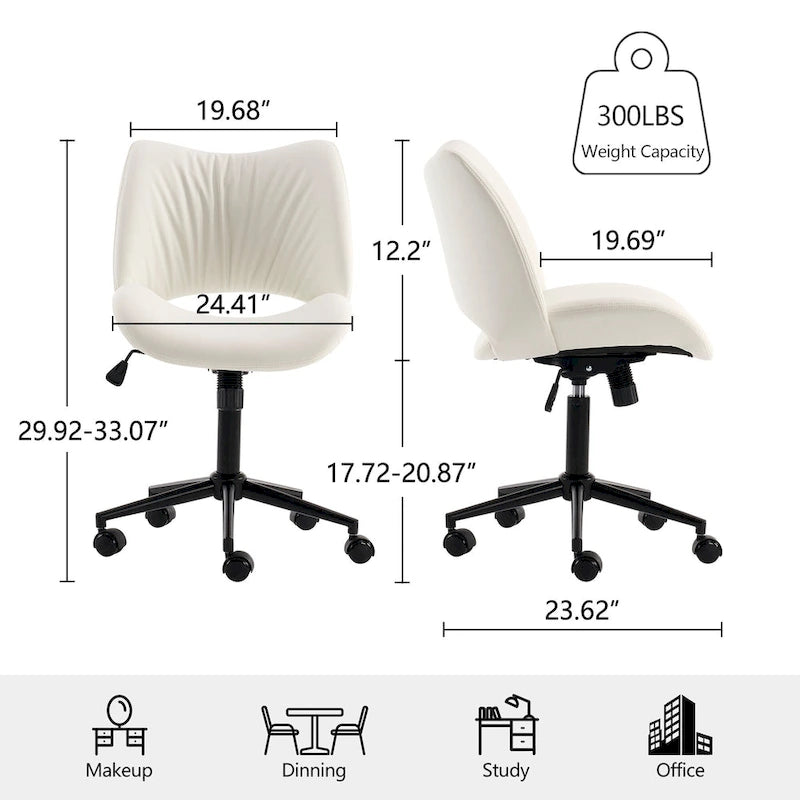 Sedia da ufficio ergonomica girevole senza braccioli con ruote
