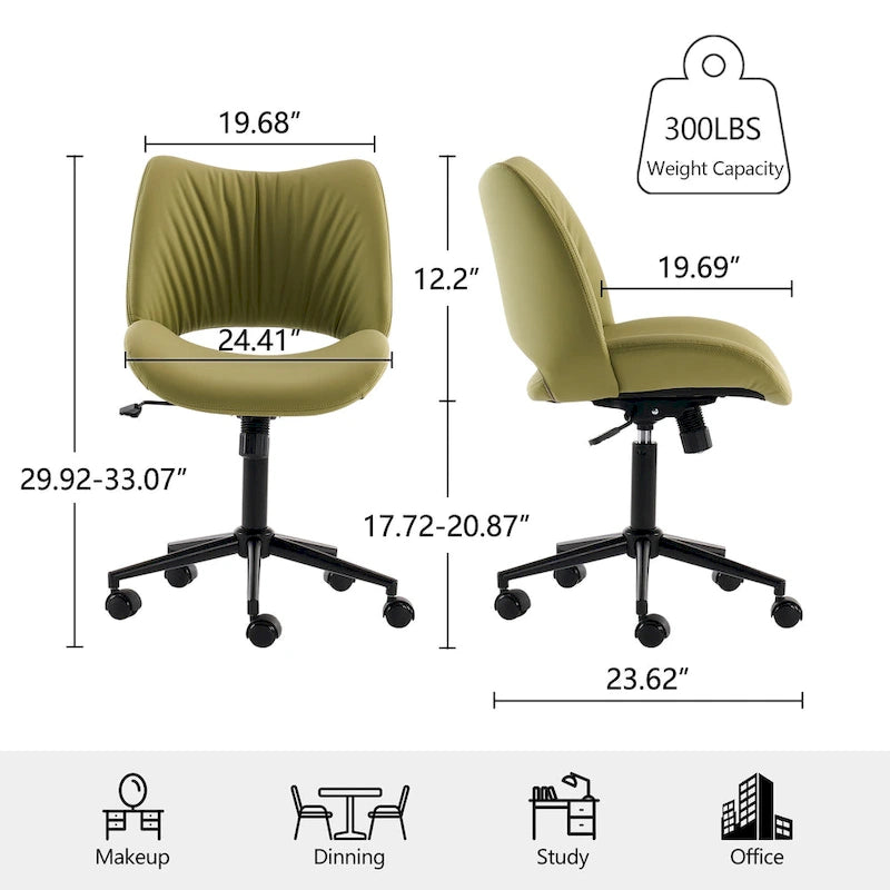 Sedia da ufficio ergonomica girevole senza braccioli con ruote