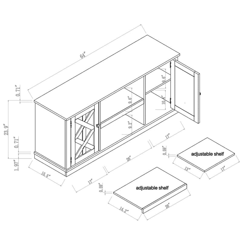 64 in. TV Stand Media Console for TVs up to 75 in. - 64 in Width