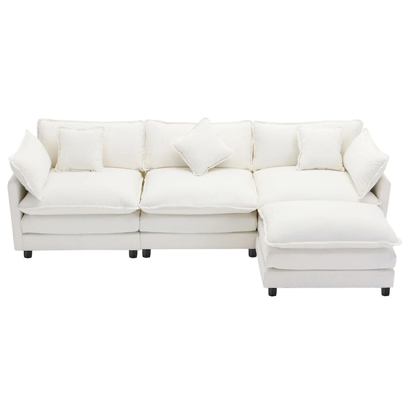 Divano a L rivestito in ciniglia con pouf di Harper&Bright Designs