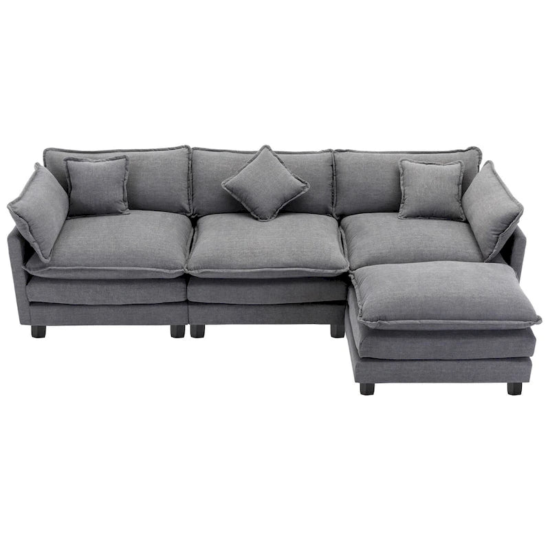 Divano a L rivestito in ciniglia con pouf di Harper&Bright Designs