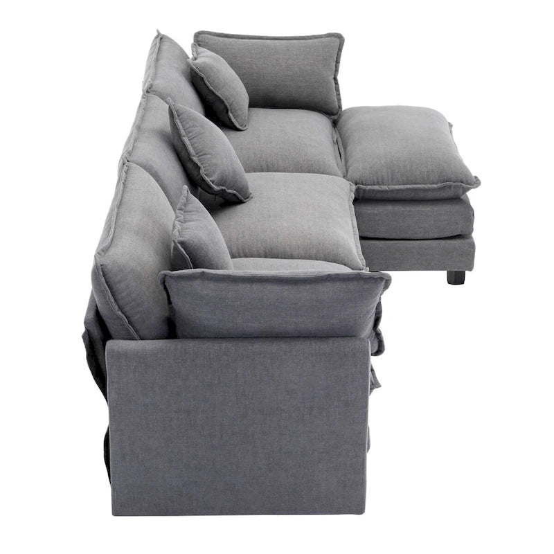 Divano a L rivestito in ciniglia con pouf di Harper&Bright Designs