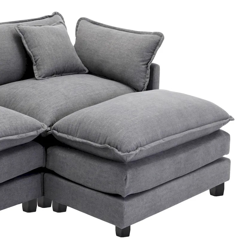 Divano a L rivestito in ciniglia con pouf di Harper&Bright Designs