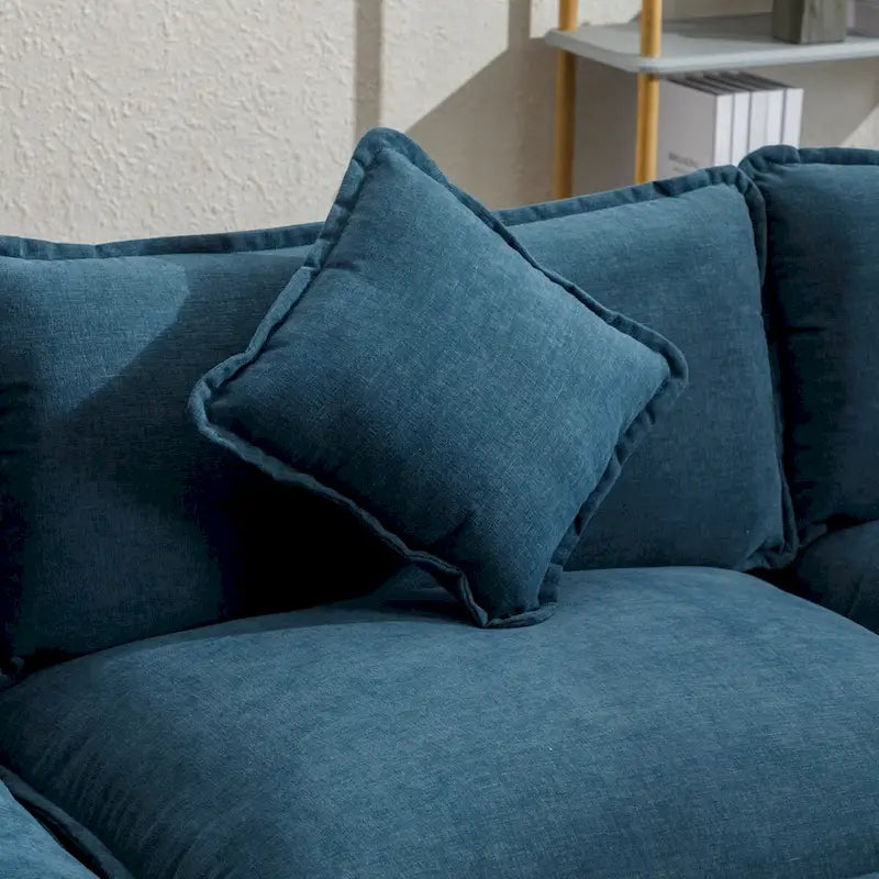 Divano a L rivestito in ciniglia con pouf di Harper&Bright Designs