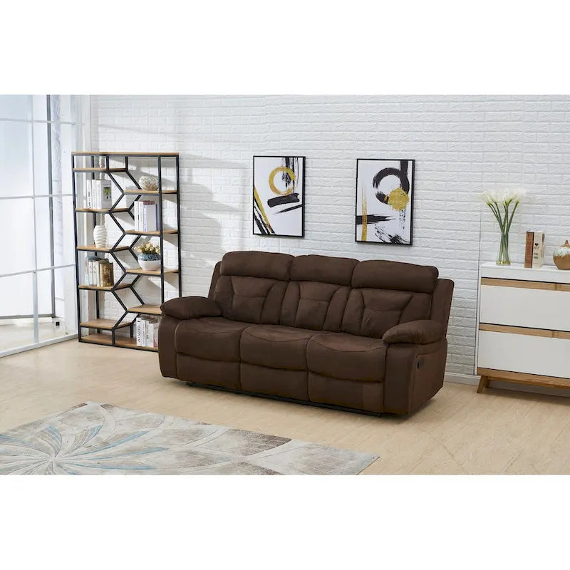 Divano a 3 posti reclinabile manuale in microfibra Betsy Furniture, marrone scuro 8005
