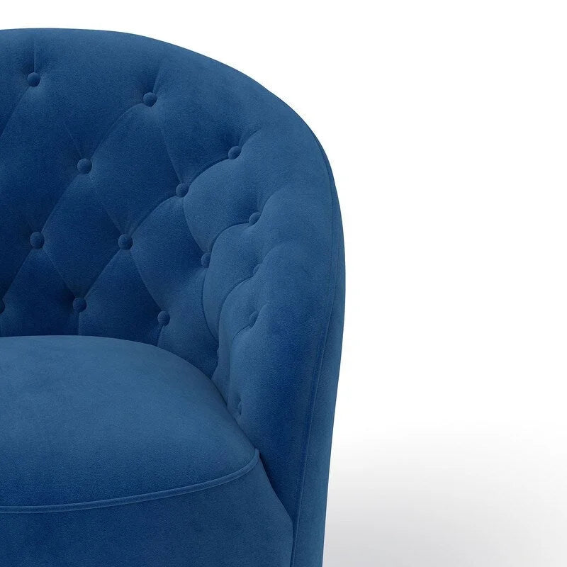Poltrona a botte SEYNAR moderna girevole a 360 gradi, rivestita in velluto, con schienale trapuntato a bottoni, set da 2