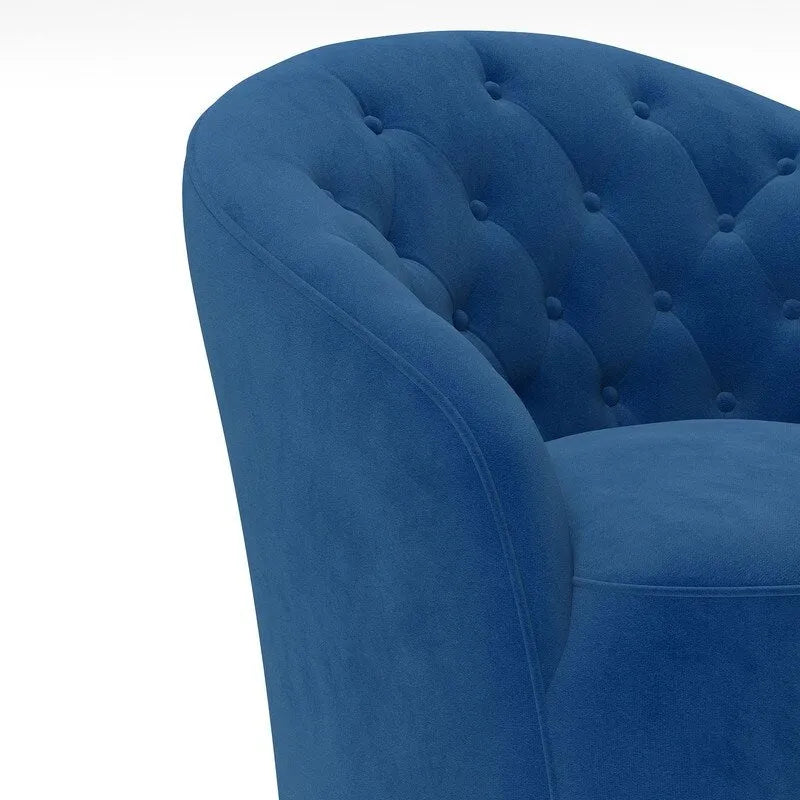 Poltrona a botte SEYNAR moderna girevole a 360 gradi, rivestita in velluto, con schienale trapuntato a bottoni, set da 2