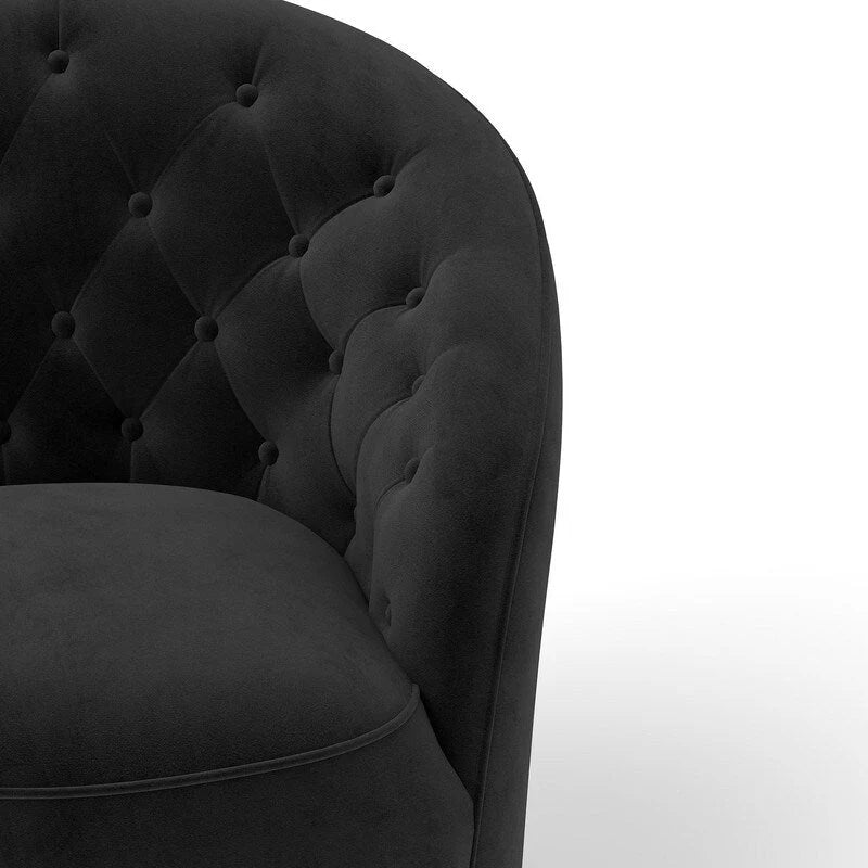 Poltrona a botte SEYNAR moderna girevole a 360 gradi, rivestita in velluto, con schienale trapuntato a bottoni, set da 2