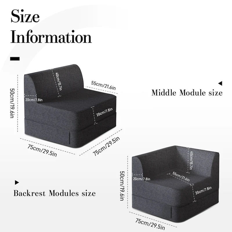 WOWMAX Modular Sectional Sofa, Foam Floor Sofa Combination Component