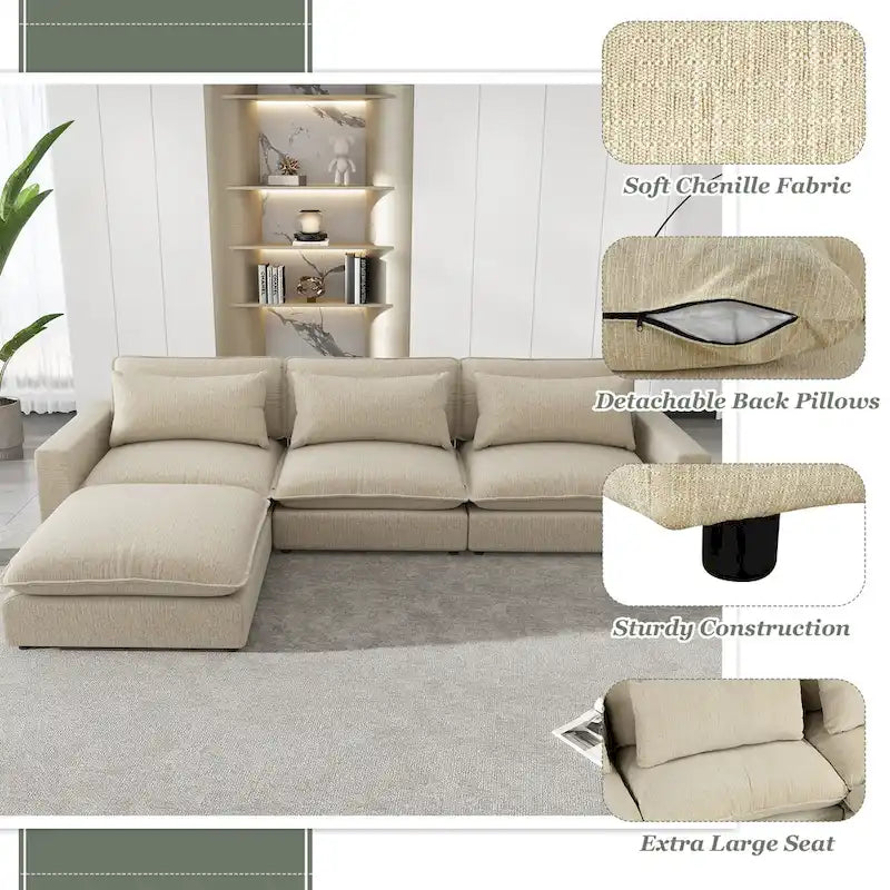 Divano componibile Cloud Sofa Divano rivestito in ciniglia