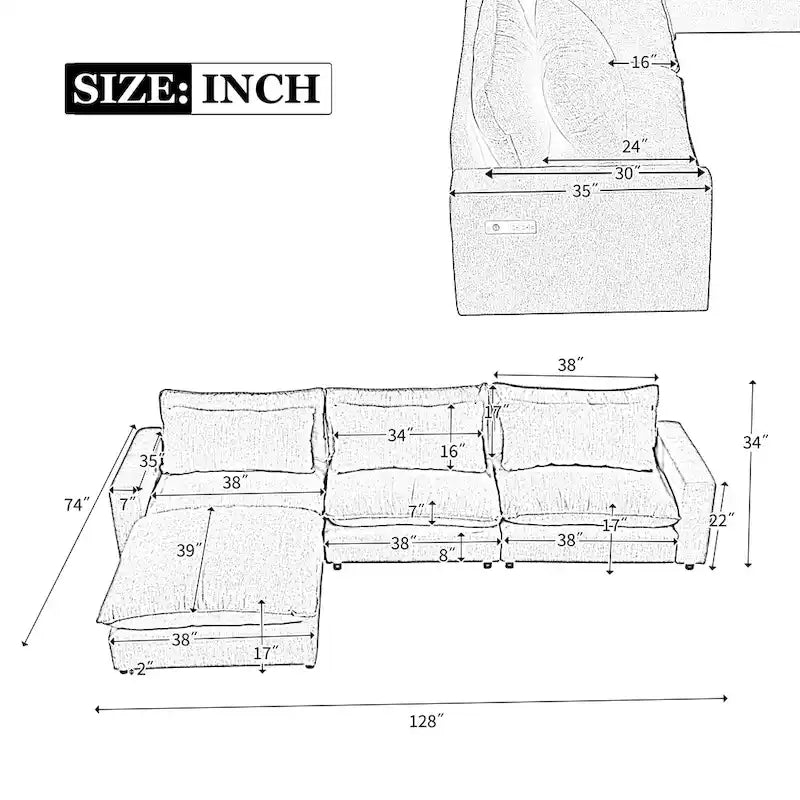Divano componibile Cloud Sofa Divano rivestito in ciniglia