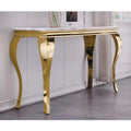 Consolle di lusso bianca e oro con gambe a cabriolet in oro lucido