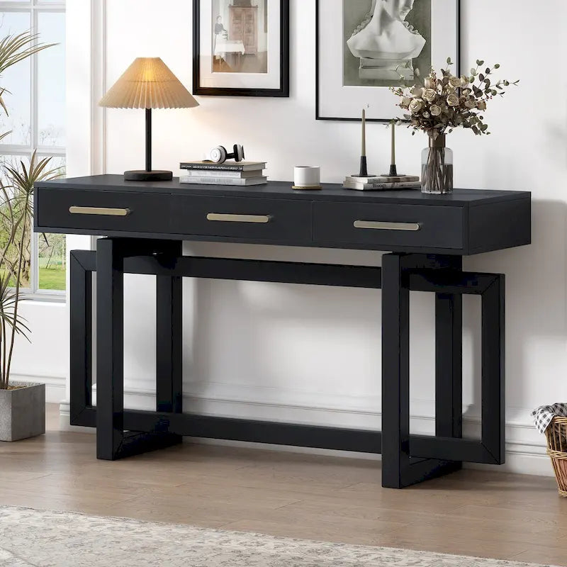 Elegante Consolle con Tre Cassetti, Tavolo da Ingresso Extra Lungo per Ingresso, Corridoio, Soggiorno, Atrio