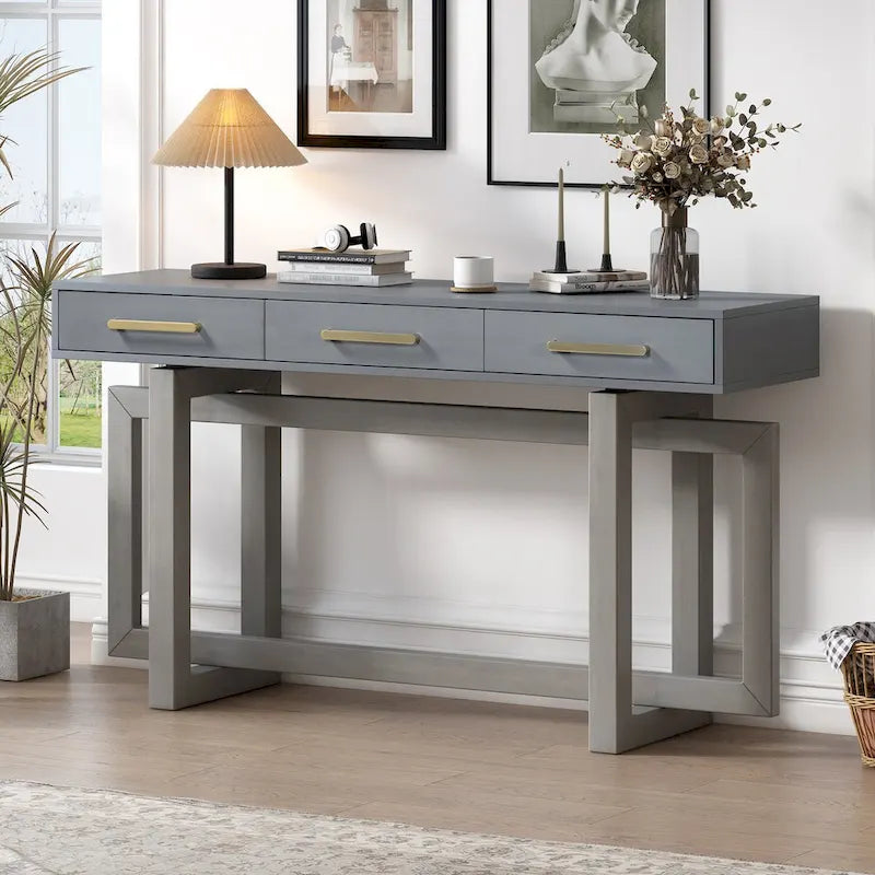 Elegante Consolle con Tre Cassetti, Tavolo da Ingresso Extra Lungo per Ingresso, Corridoio, Soggiorno, Atrio
