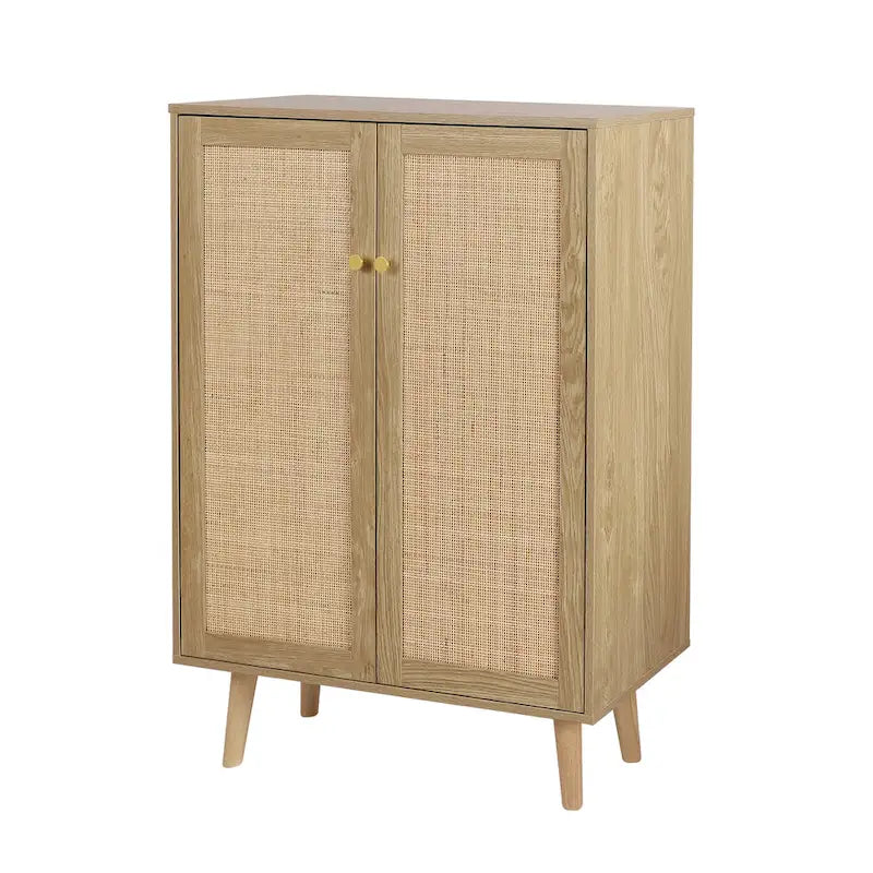 Anmytek Madia moderna a 2 ante in rattan Mobiletto contenitore da cucina per soggiorno