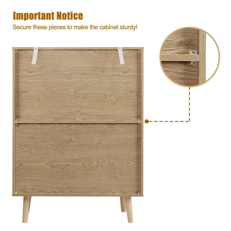 Anmytek Madia moderna a 2 ante in rattan Mobiletto contenitore da cucina per soggiorno