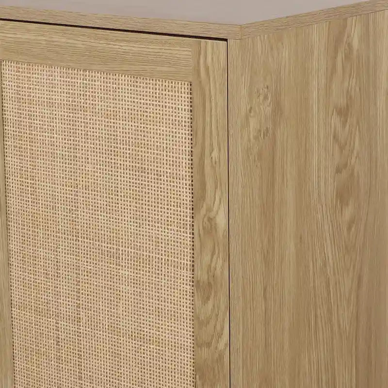 Anmytek Madia moderna a 2 ante in rattan Mobiletto contenitore da cucina per soggiorno