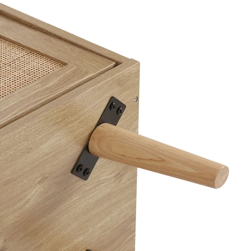 Anmytek Madia moderna a 2 ante in rattan Mobiletto contenitore da cucina per soggiorno