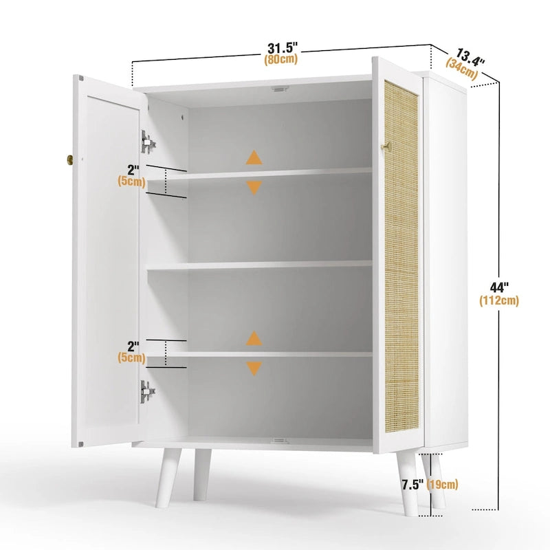 Anmytek Madia moderna a 2 ante in rattan Mobiletto contenitore da cucina per soggiorno