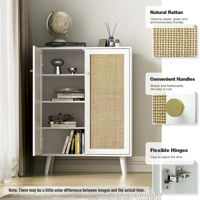 Anmytek Madia moderna a 2 ante in rattan Mobiletto contenitore da cucina per soggiorno