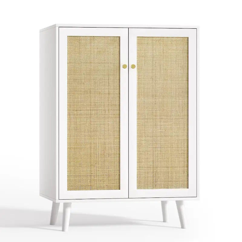 Anmytek Madia moderna a 2 ante in rattan Mobiletto contenitore da cucina per soggiorno