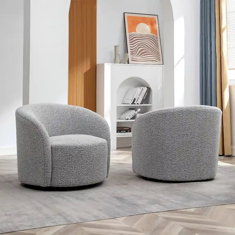 Poltrona girevole a barilotto imbottita KINWELL da 34 pollici (Set di 2)