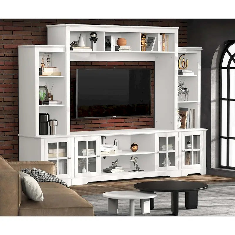 Grande Mobile TV da Parete con Contenitore, Libreria Alta da Soggiorno, 167 cm di Larghezza