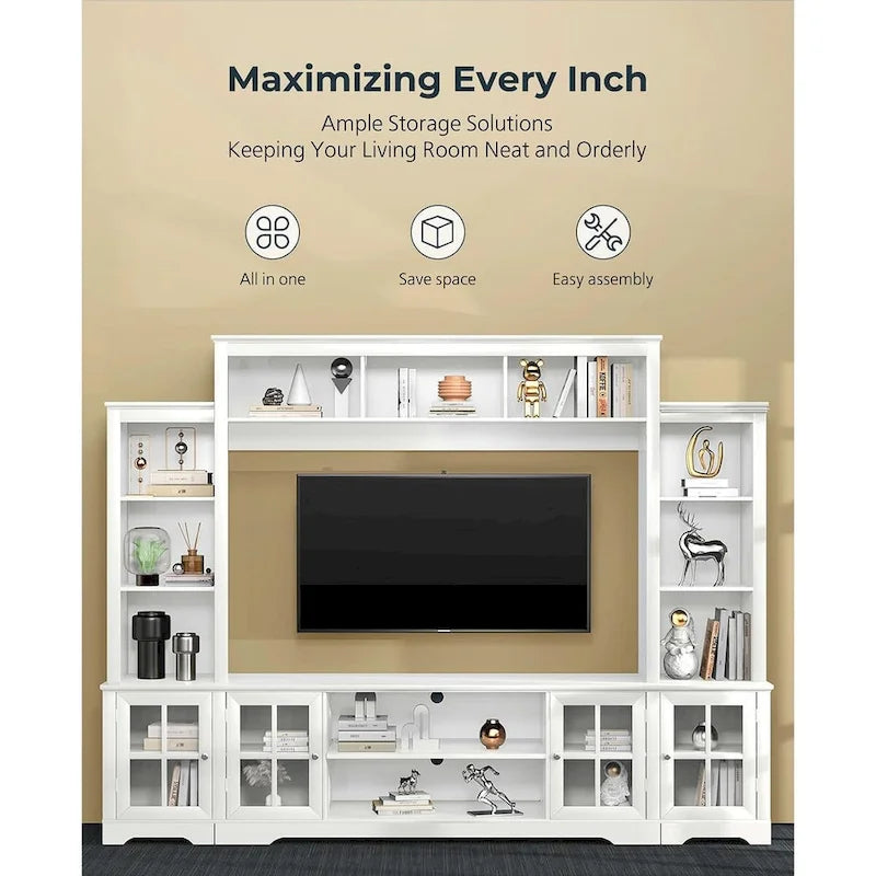 Grande Mobile TV da Parete con Contenitore, Libreria Alta da Soggiorno, 167 cm di Larghezza