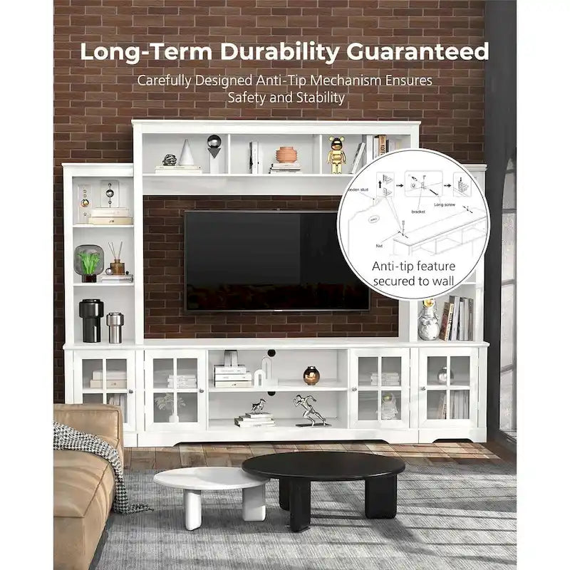 Grande Mobile TV da Parete con Contenitore, Libreria Alta da Soggiorno, 167 cm di Larghezza