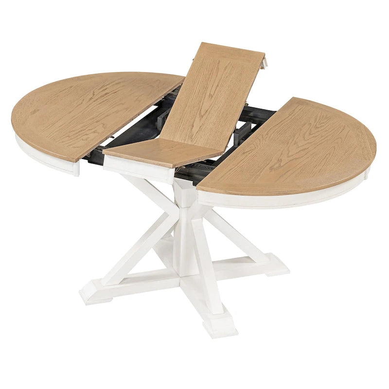 Retro Functional Extendable Dining Table with a 12 Leaf