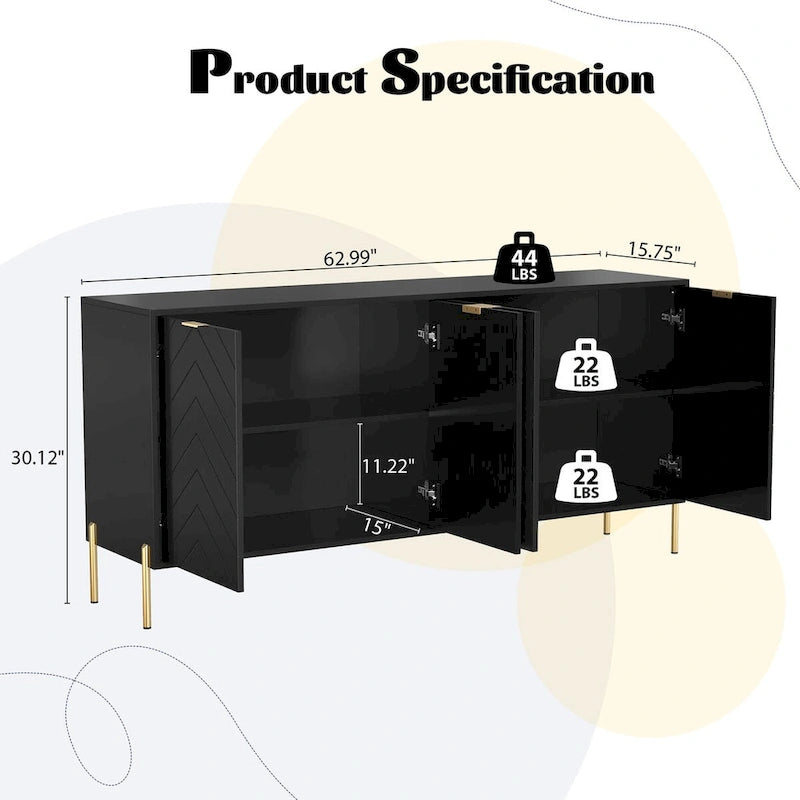 Madia buffet a quattro ante Mid-Century