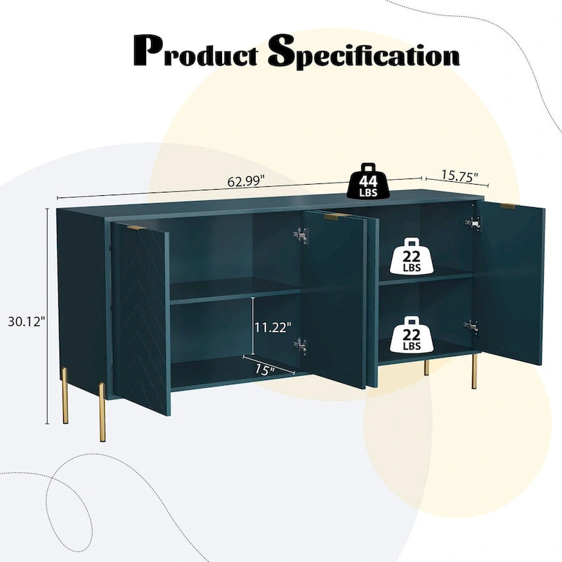 Madia buffet a quattro ante Mid-Century