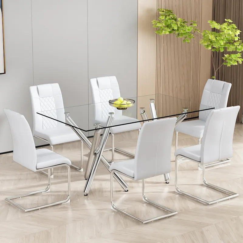 Set di 6 sedie da pranzo moderne con sedili imbottiti in pelle sintetica