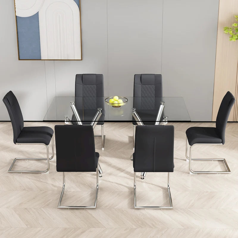 Set di 6 sedie da pranzo moderne con sedili imbottiti in pelle sintetica