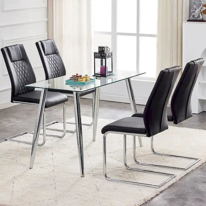 Set di 6 sedie da pranzo moderne con sedili imbottiti in pelle sintetica