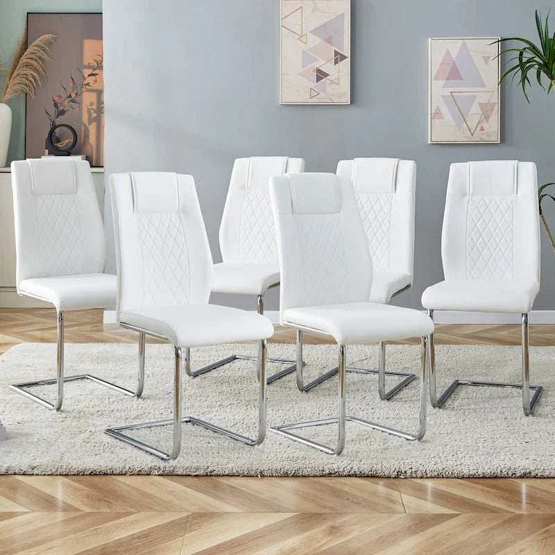 Set di 6 sedie da pranzo moderne con sedili imbottiti in pelle sintetica