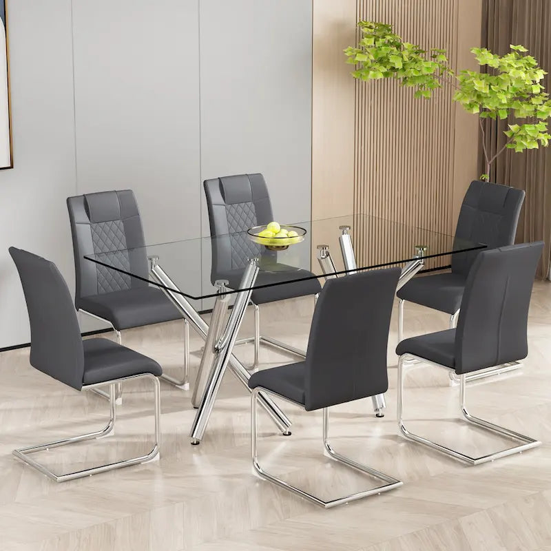 Set di 6 sedie da pranzo moderne con sedili imbottiti in pelle sintetica