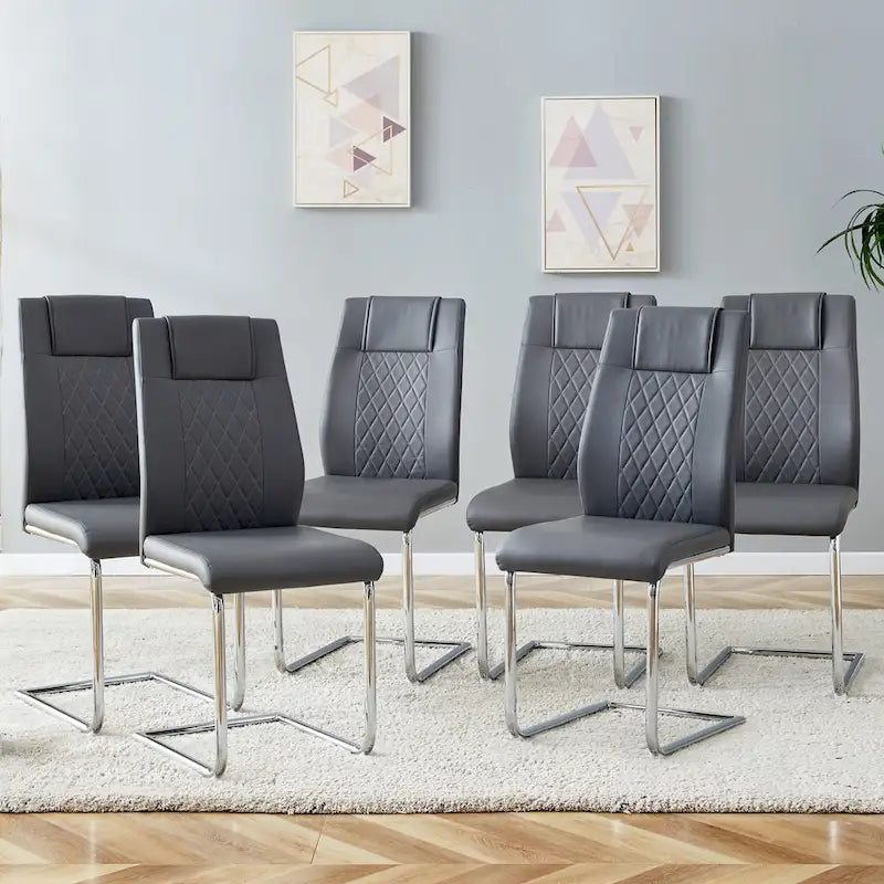 Set di 6 sedie da pranzo moderne con sedili imbottiti in pelle sintetica
