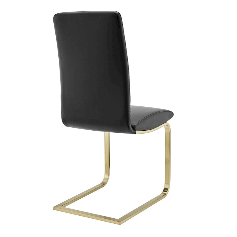 Cinzia Dining Chair in Black with Matte Brushed Gold Legs - Set of 2