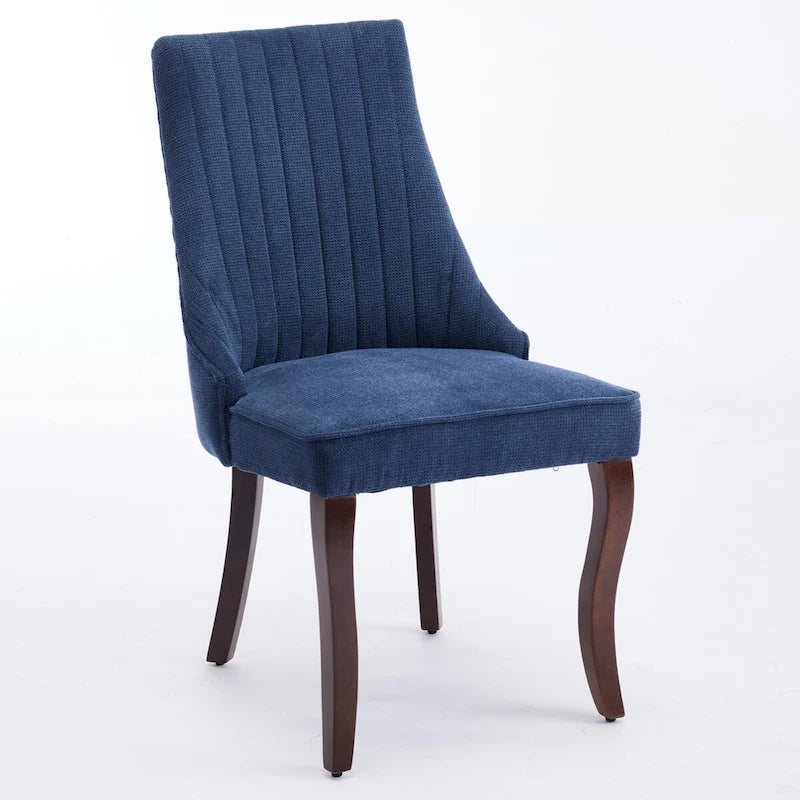 Rayon Cloth Flocking Linen Dining Chairs Channel Kitchen Dinner Chair Comfy Fabric Upholstered Accent Chair,Set of 2