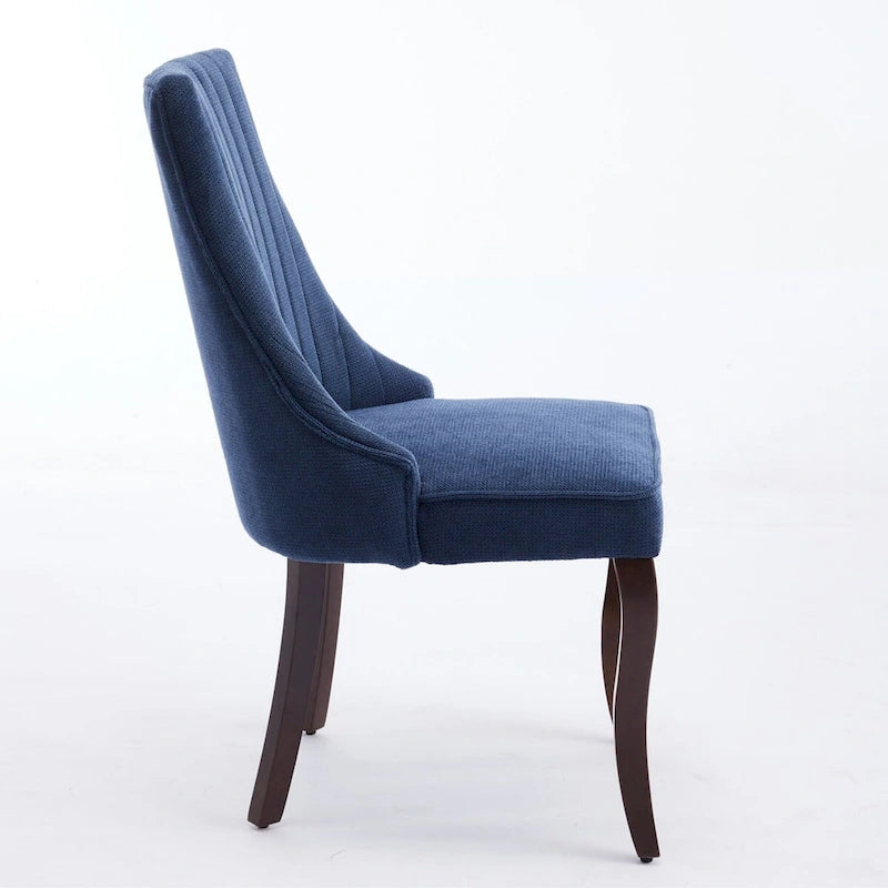 Rayon Cloth Flocking Linen Dining Chairs Channel Kitchen Dinner Chair Comfy Fabric Upholstered Accent Chair,Set of 2