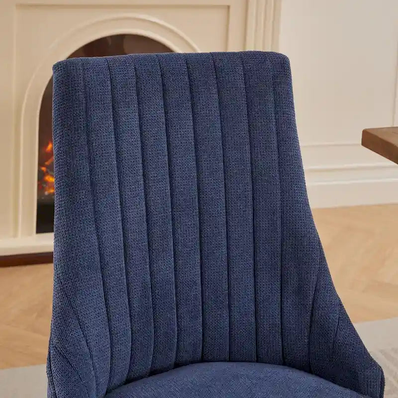 Rayon Cloth Flocking Linen Dining Chairs Channel Kitchen Dinner Chair Comfy Fabric Upholstered Accent Chair,Set of 2