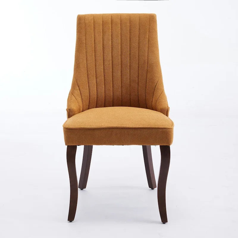 Rayon Cloth Flocking Linen Dining Chairs Channel Kitchen Dinner Chair Comfy Fabric Upholstered Accent Chair,Set of 2