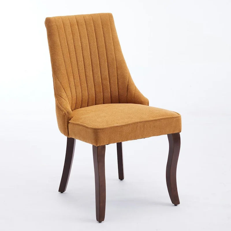Rayon Cloth Flocking Linen Dining Chairs Channel Kitchen Dinner Chair Comfy Fabric Upholstered Accent Chair,Set of 2