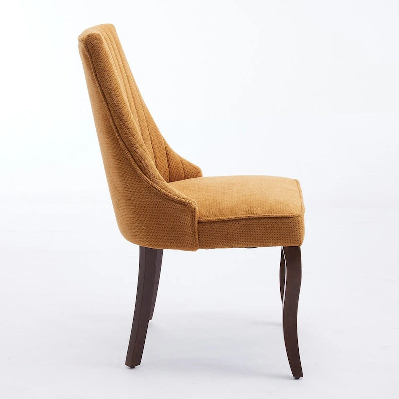Rayon Cloth Flocking Linen Dining Chairs Channel Kitchen Dinner Chair Comfy Fabric Upholstered Accent Chair,Set of 2