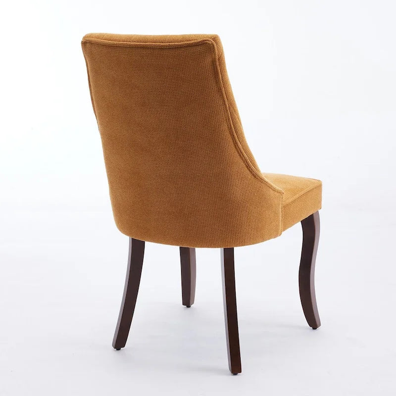 Rayon Cloth Flocking Linen Dining Chairs Channel Kitchen Dinner Chair Comfy Fabric Upholstered Accent Chair,Set of 2