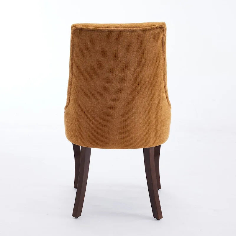 Rayon Cloth Flocking Linen Dining Chairs Channel Kitchen Dinner Chair Comfy Fabric Upholstered Accent Chair,Set of 2
