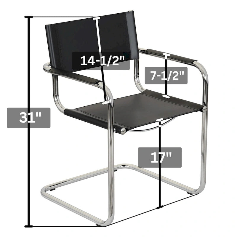Poltrona a sbalzo Breuer Chair Company Mart Stam con telaio cromato (vari colori in pelle rigenerata)