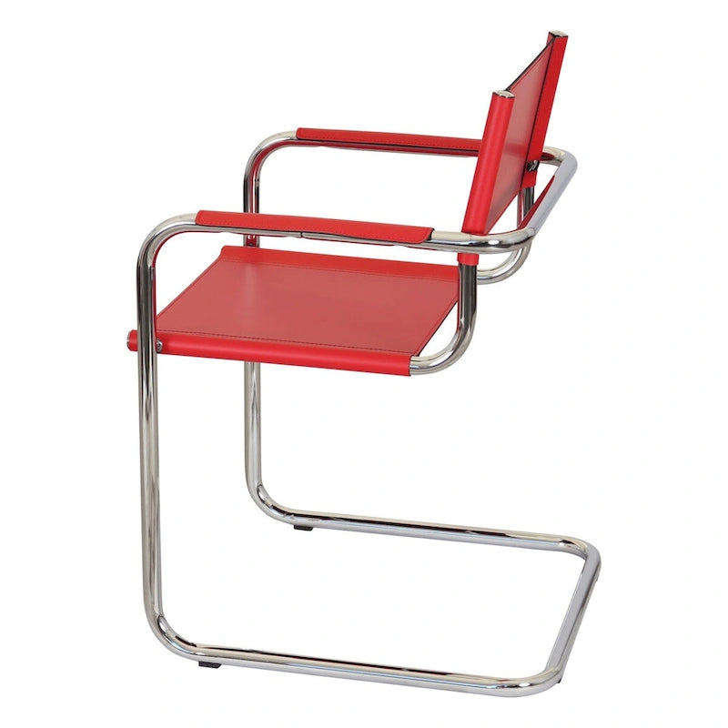 Poltrona a sbalzo Breuer Chair Company Mart Stam con telaio cromato (vari colori in pelle rigenerata)