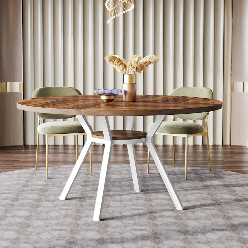 Tavolo da Pranzo Rotondo Moderno da 47 Pollici per 4 Persone - 47.2P x 47.2L x 29.9A